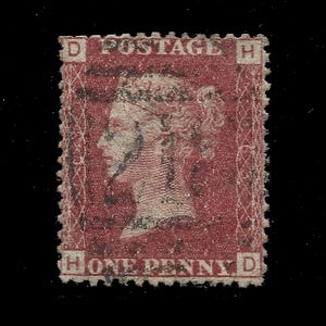 1864 Victoria penny red plate 163 in average used condition. There are 151 different plate numbers to collect. Collect british stamps.