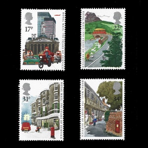 GB 1985 Royal Mail Postal Service 350 años, serie de 4 sellos conmemorativos nuevos. Colecciona sellos de Gran Bretaña.