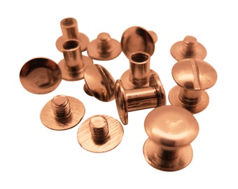 Binding Screws - Copper coloured / Rose-gold coloured - 2-10 mm length - Chicago Screws - Book Binding Leather Work Screw Post