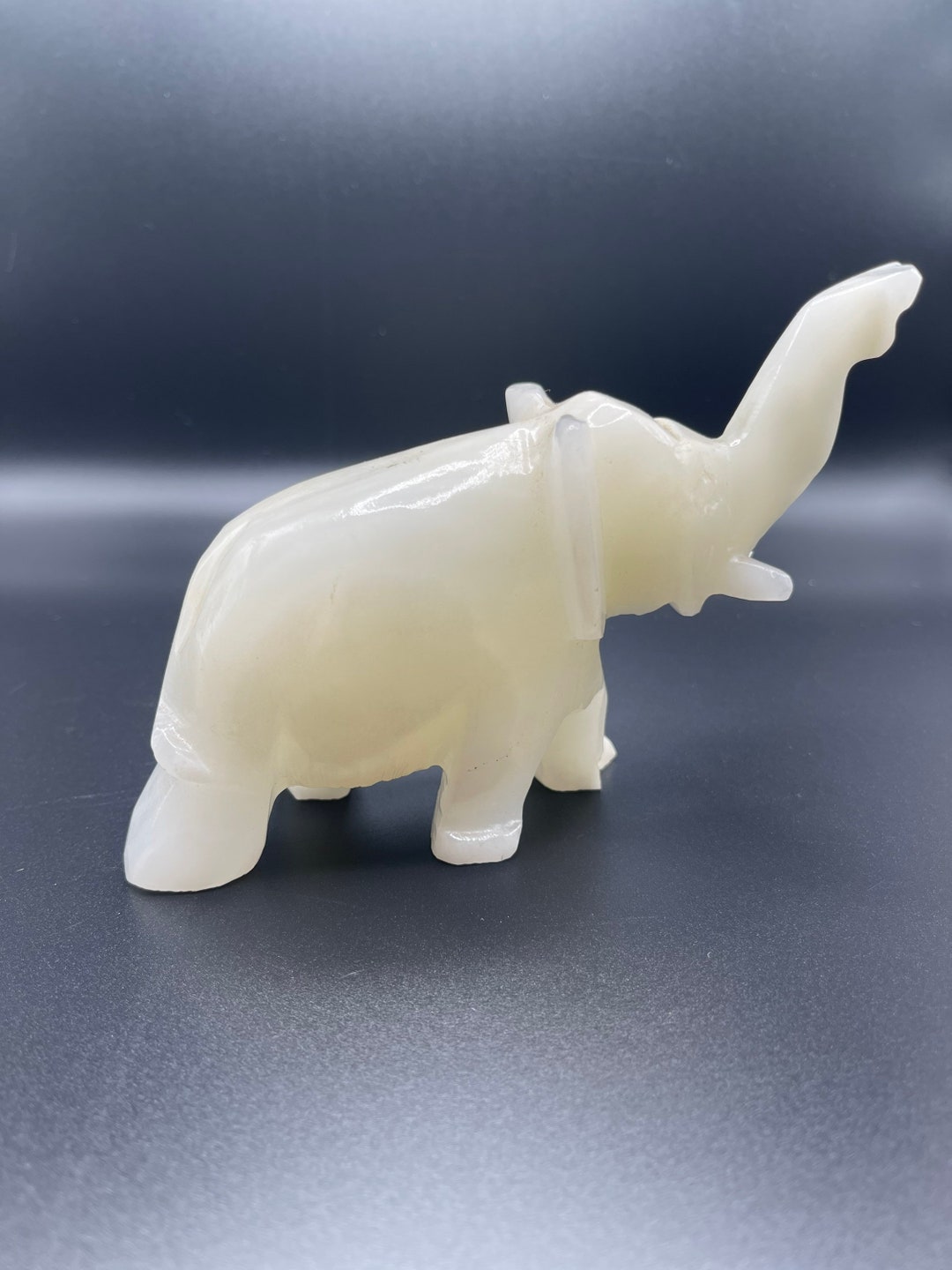 Vintage Quartz Elephant Figurine. Trunks Up Etsy