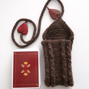 Bolsa de tarot - Druid Heart: bolsa de oráculo de tarot de color marrón con dije de corazón