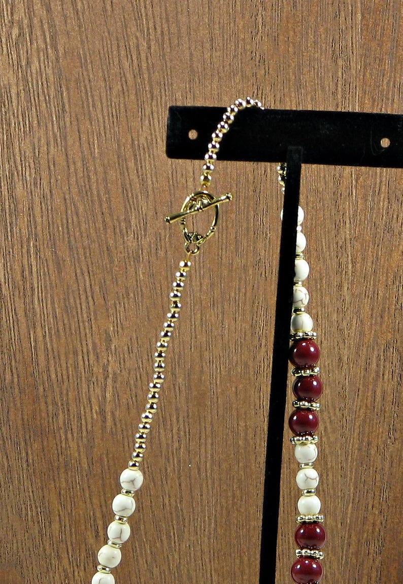 Red howlite statement necklace red and white bead necklace Etsy