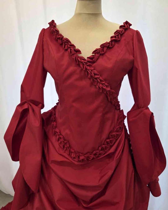 strapless open back dress Red Mina Gothic Victorian Gown from Dracula Small main image 1