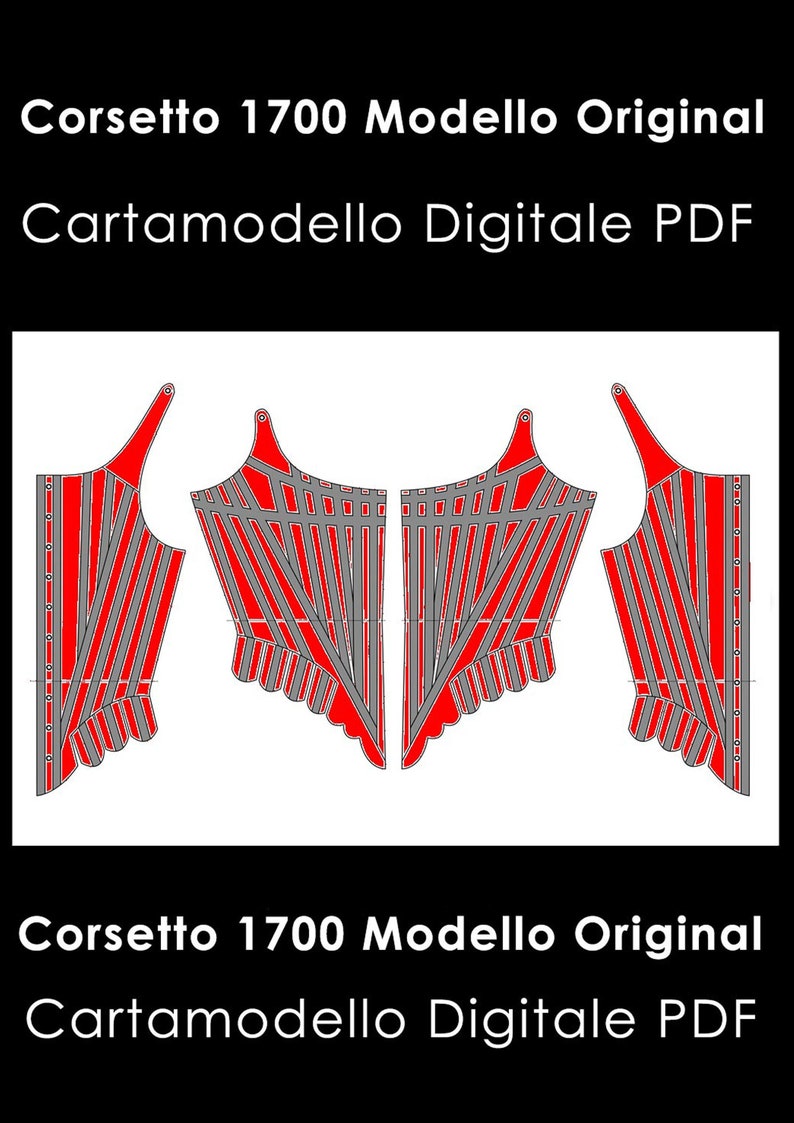 Cartamodello Digitale PDF Corsetto 1700 Modello Original by FedeMorgana Stays image 1