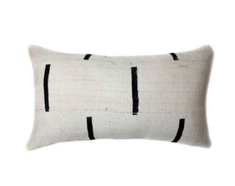 African Mudcloth Pillow Cover, African Pillow, Cream and Black | 'Nina'