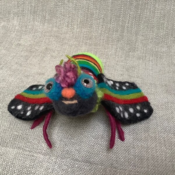 Needle Felted Rainbow Firefly Lightning Bug Night Friend