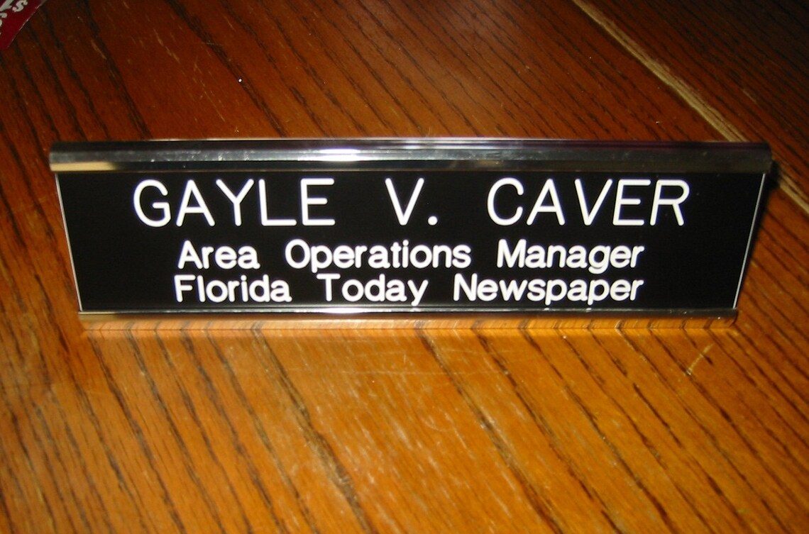 Custom Engraved Desk Sign Plaque. 2x8 | Etsy