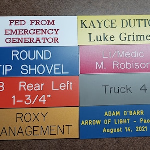 1&quot;x3&quot; custom engraved personalized plastic sign tag. 1x3.