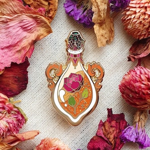 POTION DE ROSE. Épingle en émail dur. Épingle de sorcière. Épinglette automne en émail. Jeu d'épingles. accessoires tendance. Broche. Mini épingles. Théière. Thé.
