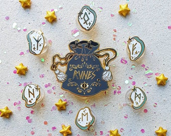RUNES WITH BAG hard enamel pin witchy accessories  pin mini set magic