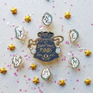 RUNES WITH BAG Enamel Pin. Hard Enamel Pin. Witchy Pin. Mini - Etsy