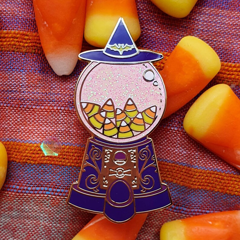 Spooky Halloween Pin collection. Purple Variant. Gold enamel image 4
