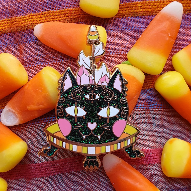 Spooky Halloween Pin collection. Purple Variant. Gold enamel image 3