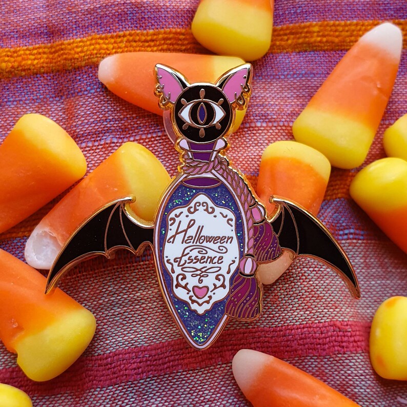 Spooky Halloween Pin collection. Purple Variant. Gold enamel image 5