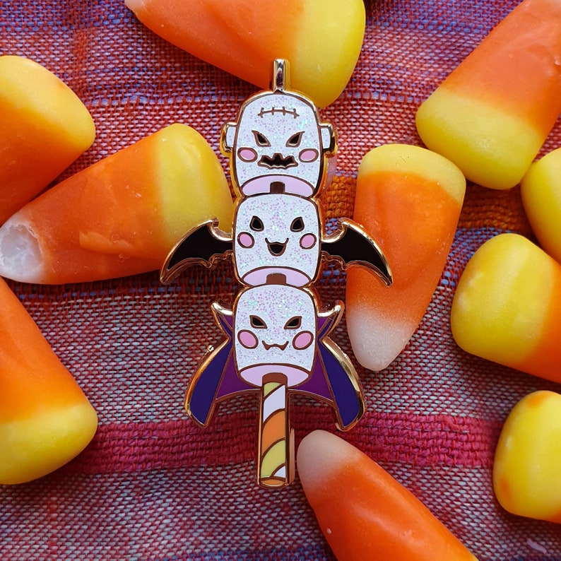 Spooky Halloween Pin collection. Purple Variant. Gold enamel image 7