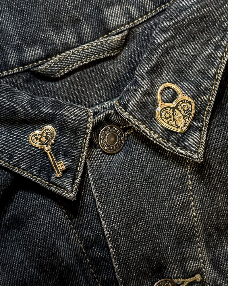 Key Lock Pin Pattern LOCK AND KEY. Enamel Pin. Gold Finish. Hard Enamel. Dark Academia ...
