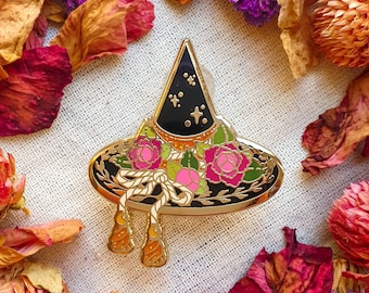 WITCH HAT. Hard enamel pin. Witchy pin. Autumn enamel pin. Pin set. statement accessories. Brooch. Mini pins. Teapot. Tea.