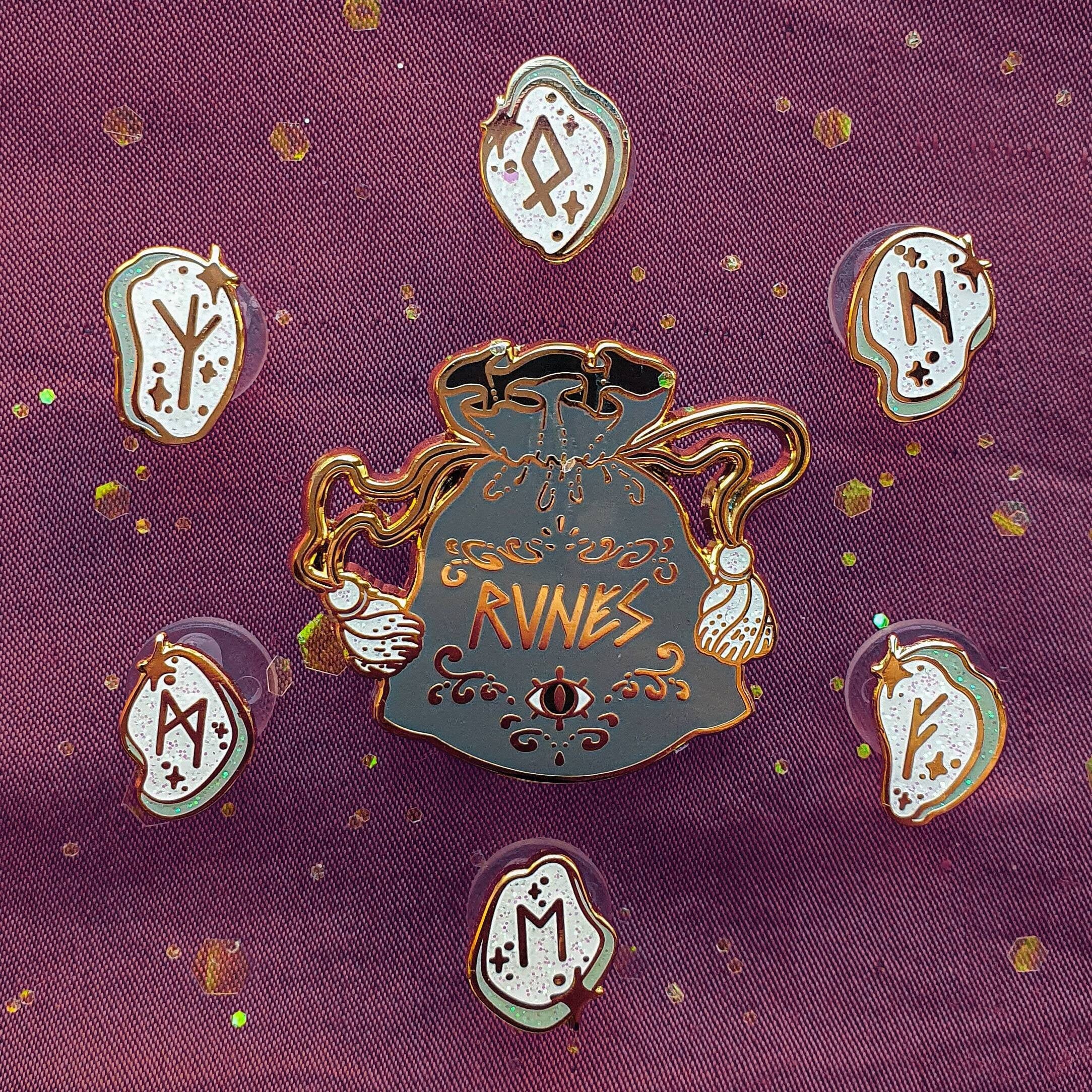 RUNES WITH BAG Enamel Pin. Hard Enamel Pin. Witchy Pin. Mini - Etsy