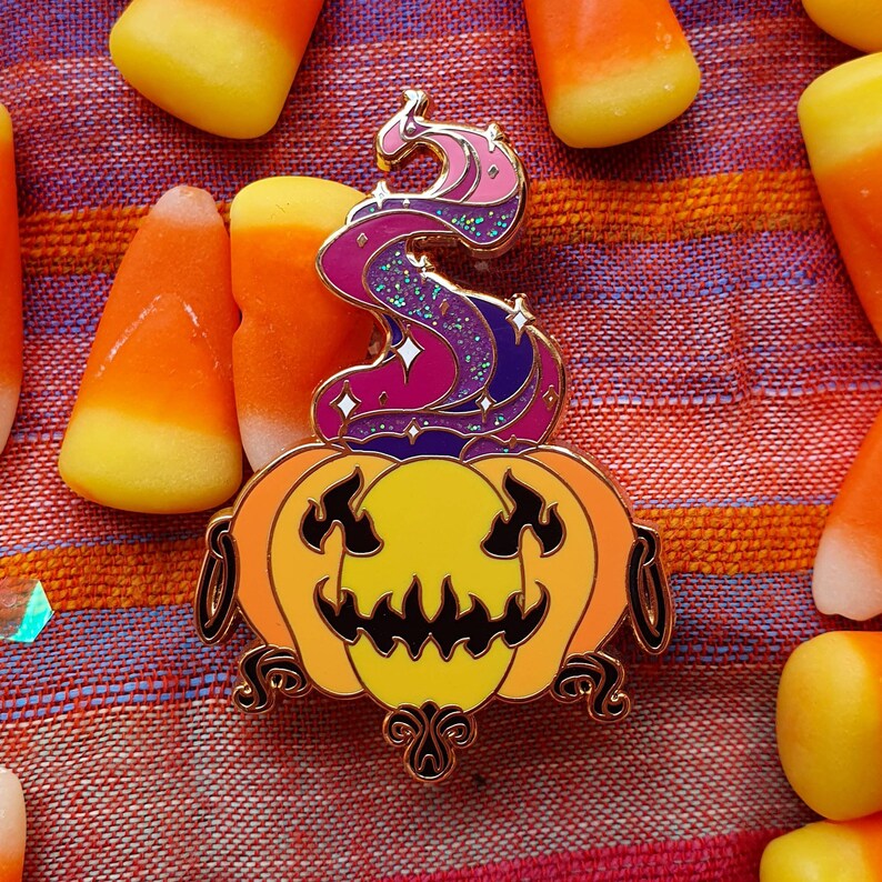 Spooky Halloween Pin collection. Purple Variant. Gold enamel image 2