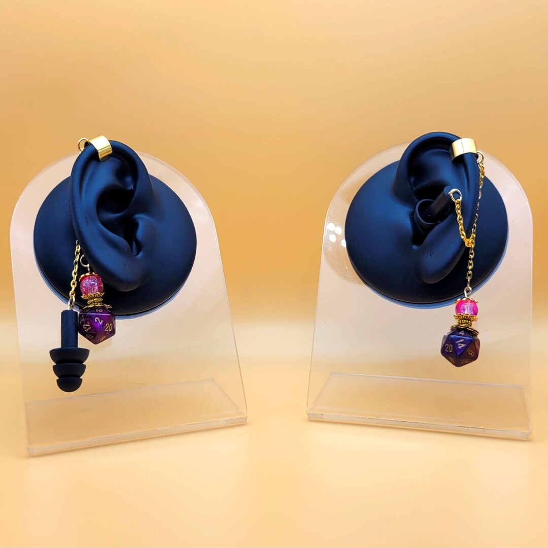 Pink and Black D20 Dice Ear Cuff Ear Plugs for Sensory Issues Etsy