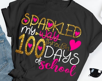 100 days of school shirt girl