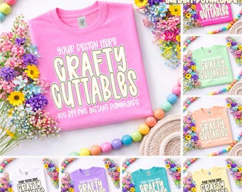 Spring Shirt Bundle | 10 Spring T-Shirt Designs | Spring Graphic Tees | Digital Download T-Shirt Mockup, Flat Lay Mockup