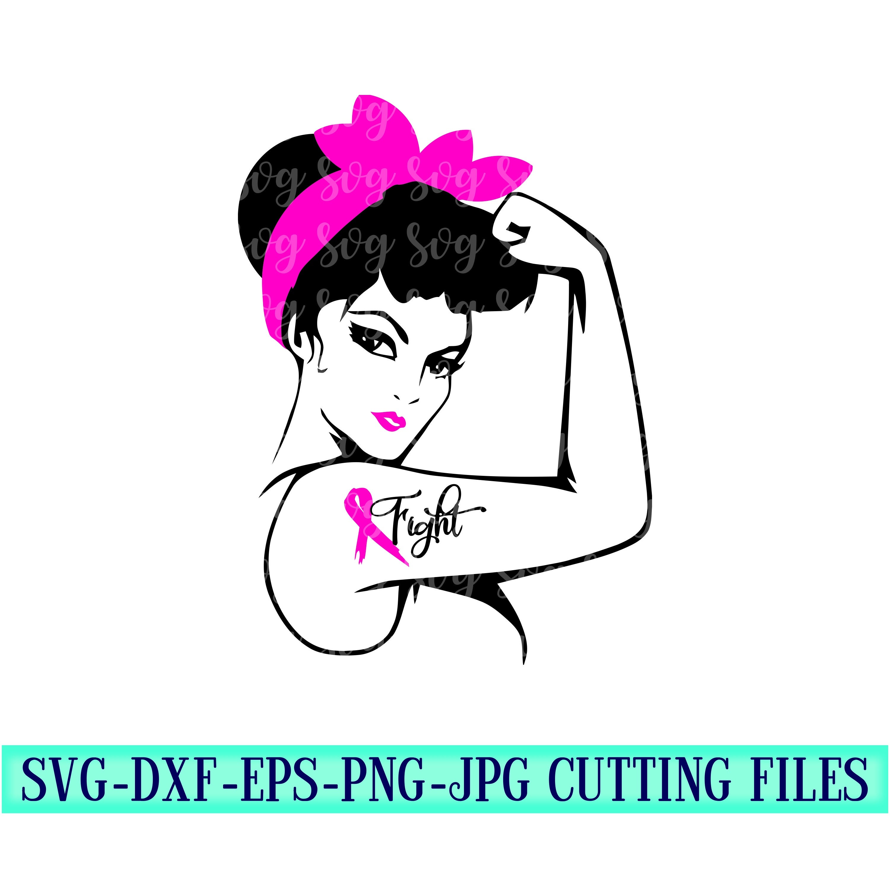 Rosie The Riveter Svg Breast Cancer Svg Girl Power Svg Rosie Svg Awareness Svg Design Cancer Cut File Cancer Svg Design Svg For Cricut
