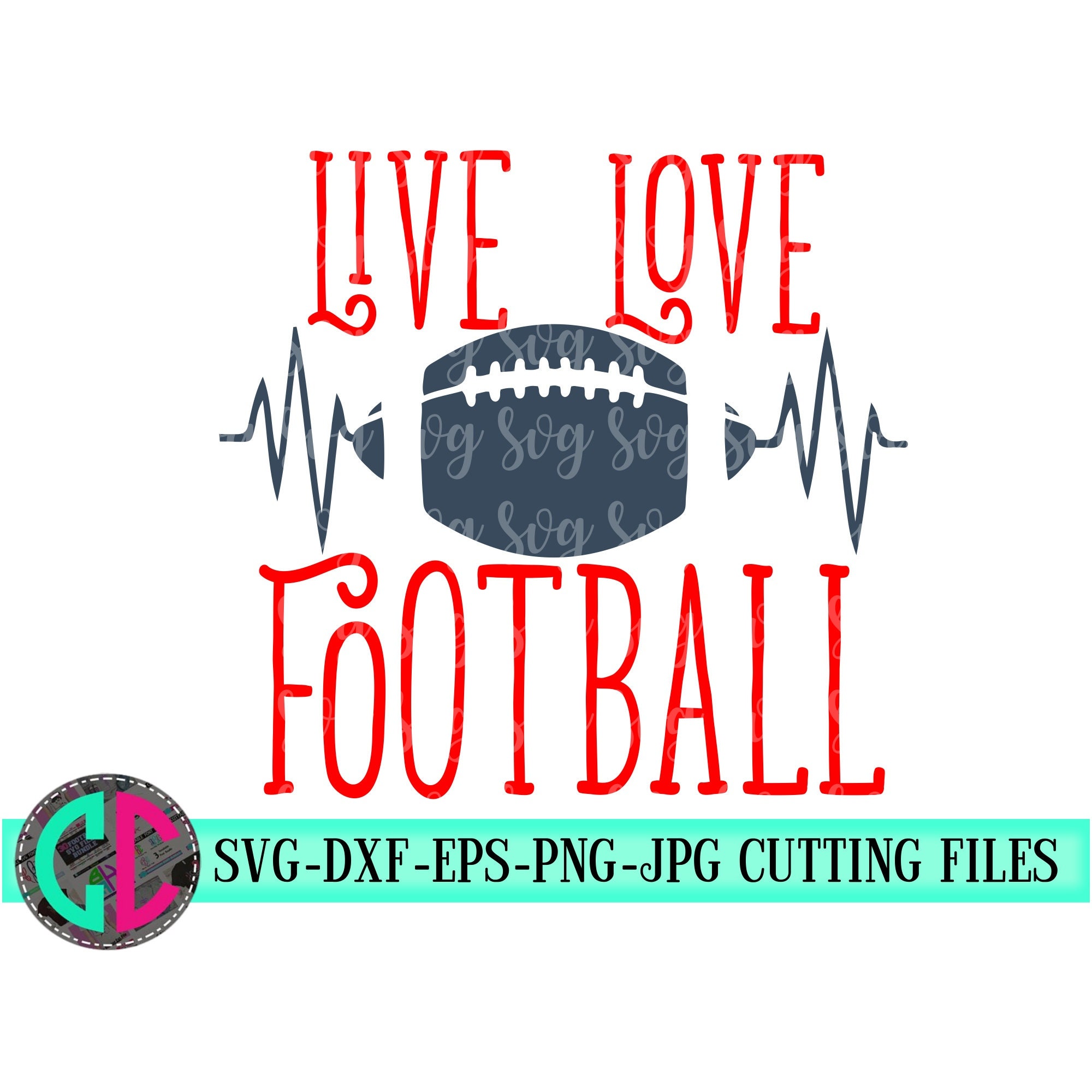 Football Heartbeat Svg Love Football Svg Football Cut File Football Svg Dxf Eps Png Football Dxf Football Iron On Decal Svg For Cricut