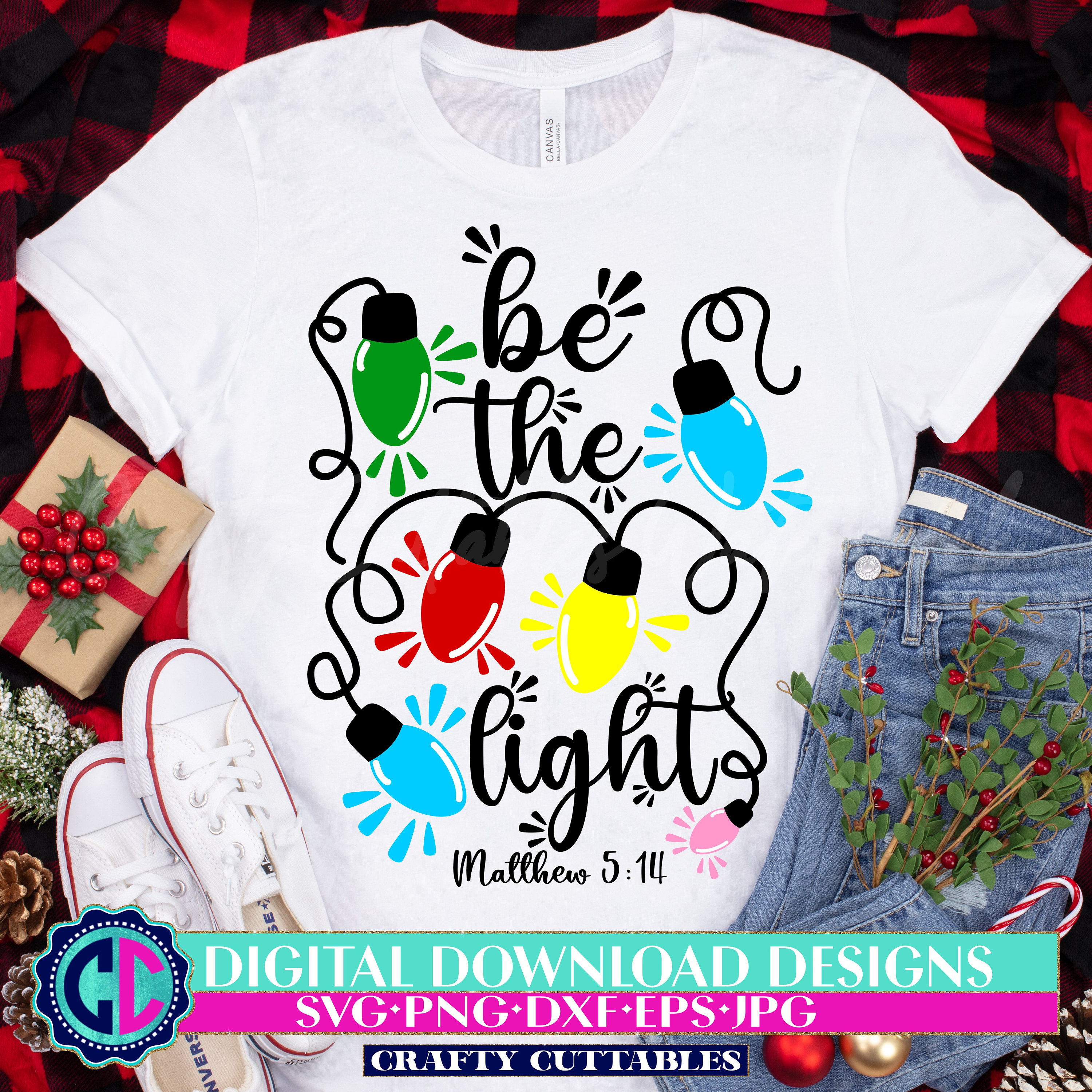 Be the Light svg | Christmas lights hand drawn | digital download