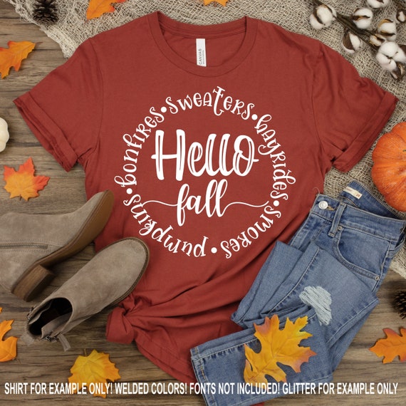Hello Fall SVG, Bonfires, Sweaters, Hayrides (Digital Download)