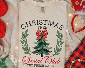 Christmas Tree Social Club PNG - Vintage Holiday Design (Digital Download)