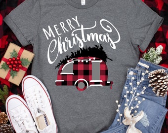 Weihnachten Camper Buffalo Plaid SVG Schnittdatei (Digitaler Download)