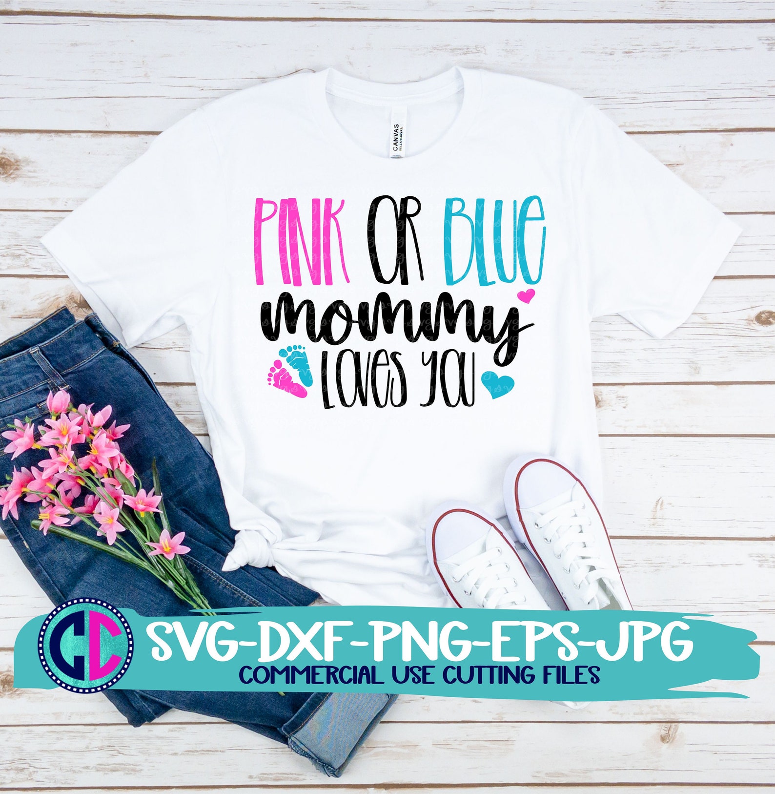 Download Gender reveal svg Pink or blue mommy loves you svg baby | Etsy