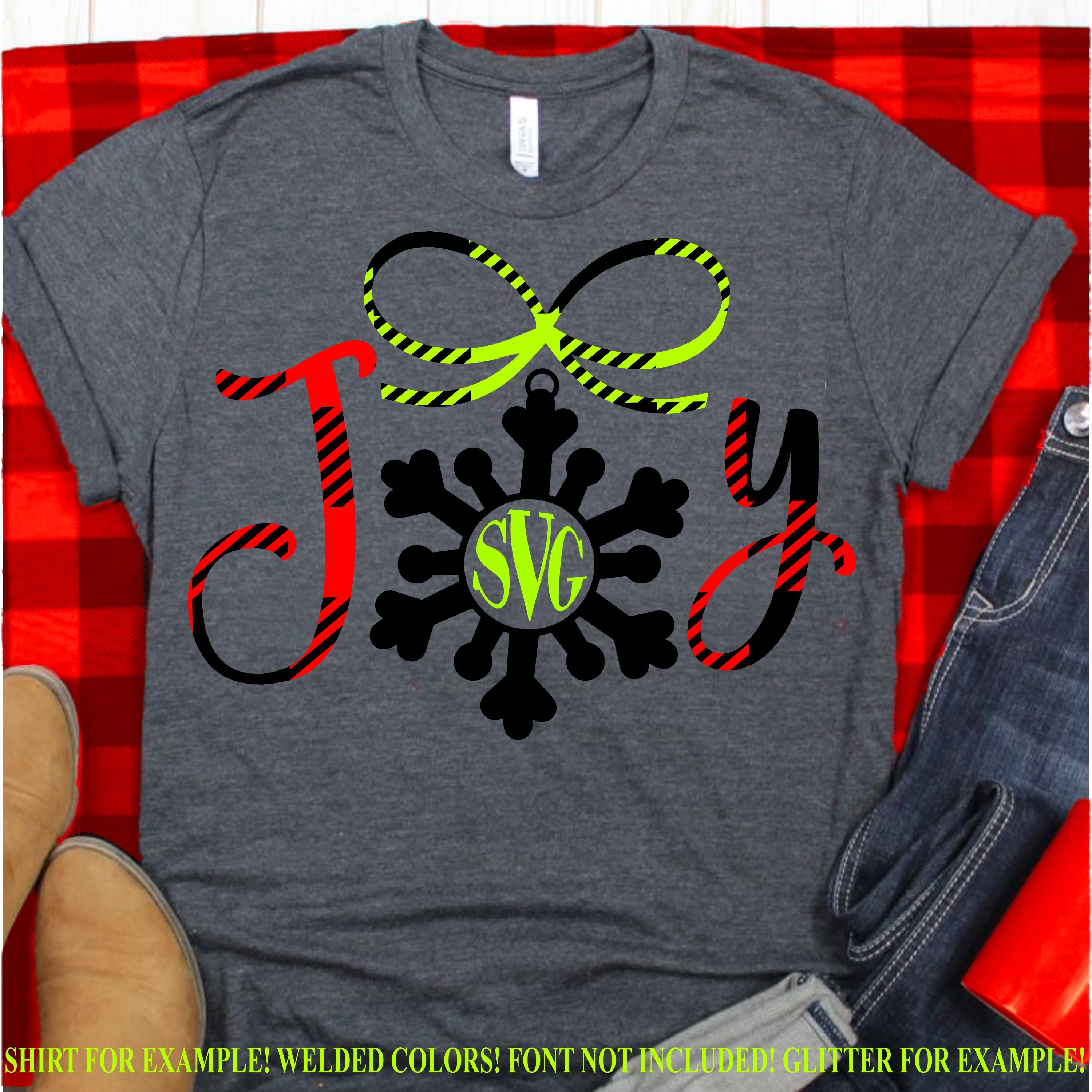 Joy Plaid Monogram Svgplaid Svgchristmasplaid Svgbuffalo | Etsy