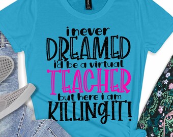i never dreamed i'd be a virtual teacher svg, quaranteacher svg, zoom svg, teaching, mobile svg, svg for Cricut, Silhouette Design