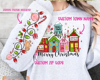 Personalized Christmas Town PNG, Custom City Design (Digital Download)