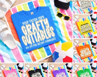 Summer Mockup Bundle | 8 Summer T-Shirt Designs | Beach Graphic Tees | Digital Download T-Shirt Mockup, Flat Lay Mockup