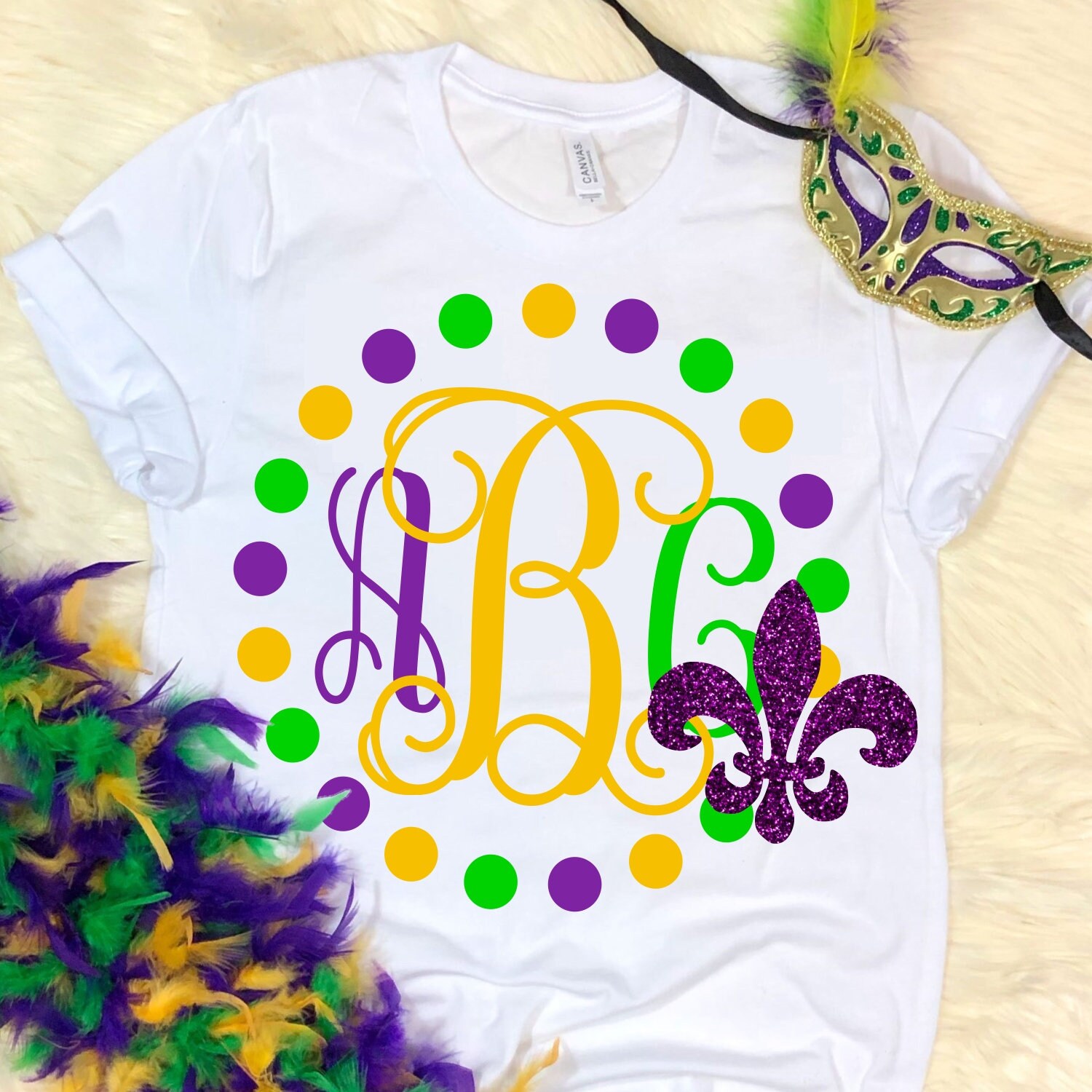 Monogram Mardi Gras SVG file,Mardi Gras Shirt Svg,Fleur de lis Svg