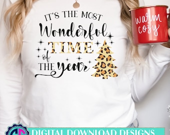 Its the most wonderful time of the year Svg, Cuttable Cheetah Svg, Christmas Svg, Buffalo Plaid Svg, Christmas Svg