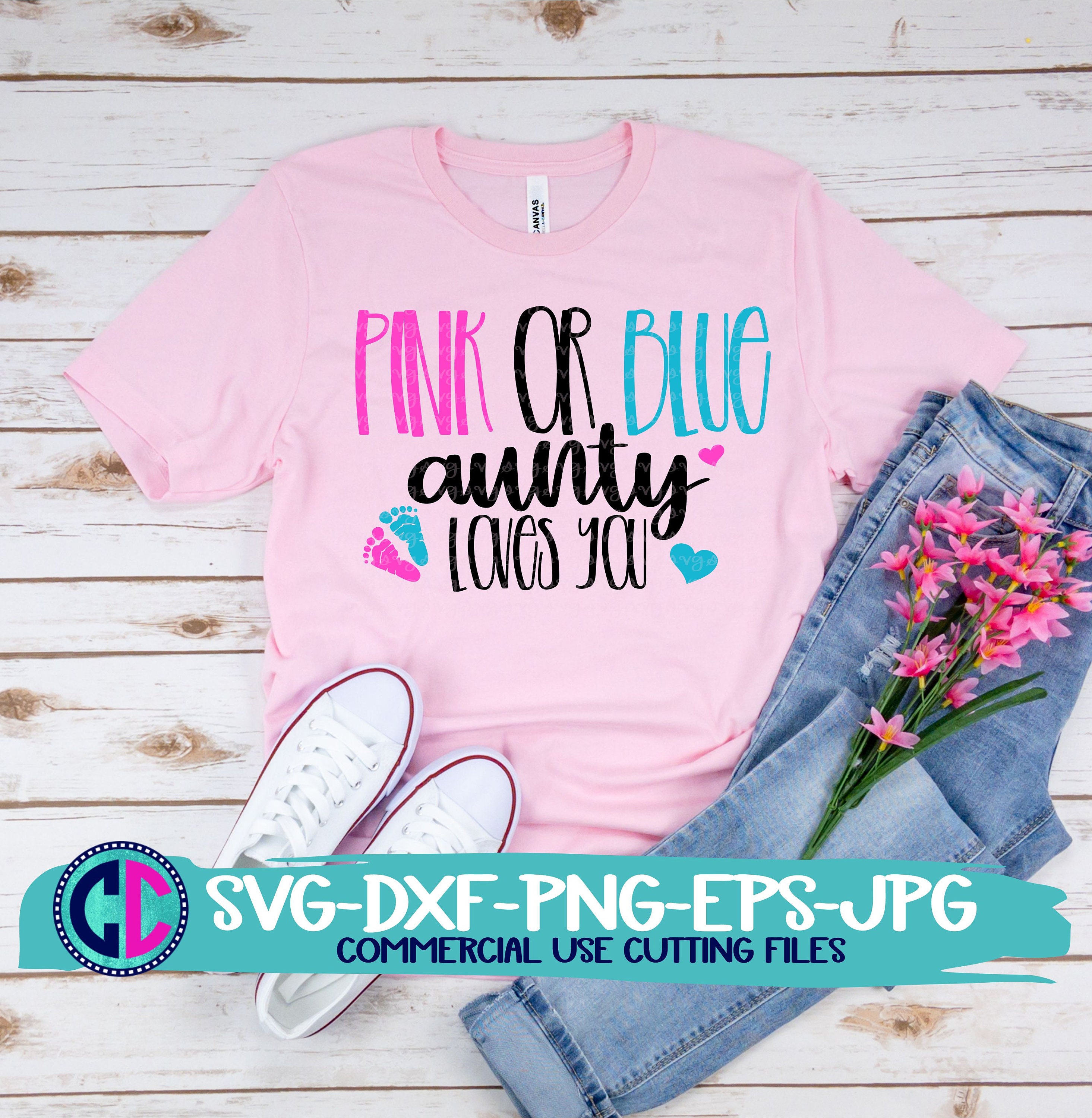 Download Gender reveal svg Pink or blue aunty loves you svg baby | Etsy