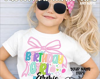 Custom Birthday Girl Name PNG SVG | Personalized Party Doodle Design | Editable Name & Age Colors | Digital Download Cut File