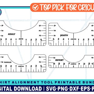 T-shirt Alignment Guide Bundle, Tshirt Alignment Tool SVG DXF File for  Cricut Silhouette, T-shirt Placement Graphic Guide, Shirt Ruler SVG 