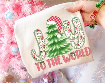 Coquette Christmas PNG, Joy To The World, Santa Hat (Digital Download)