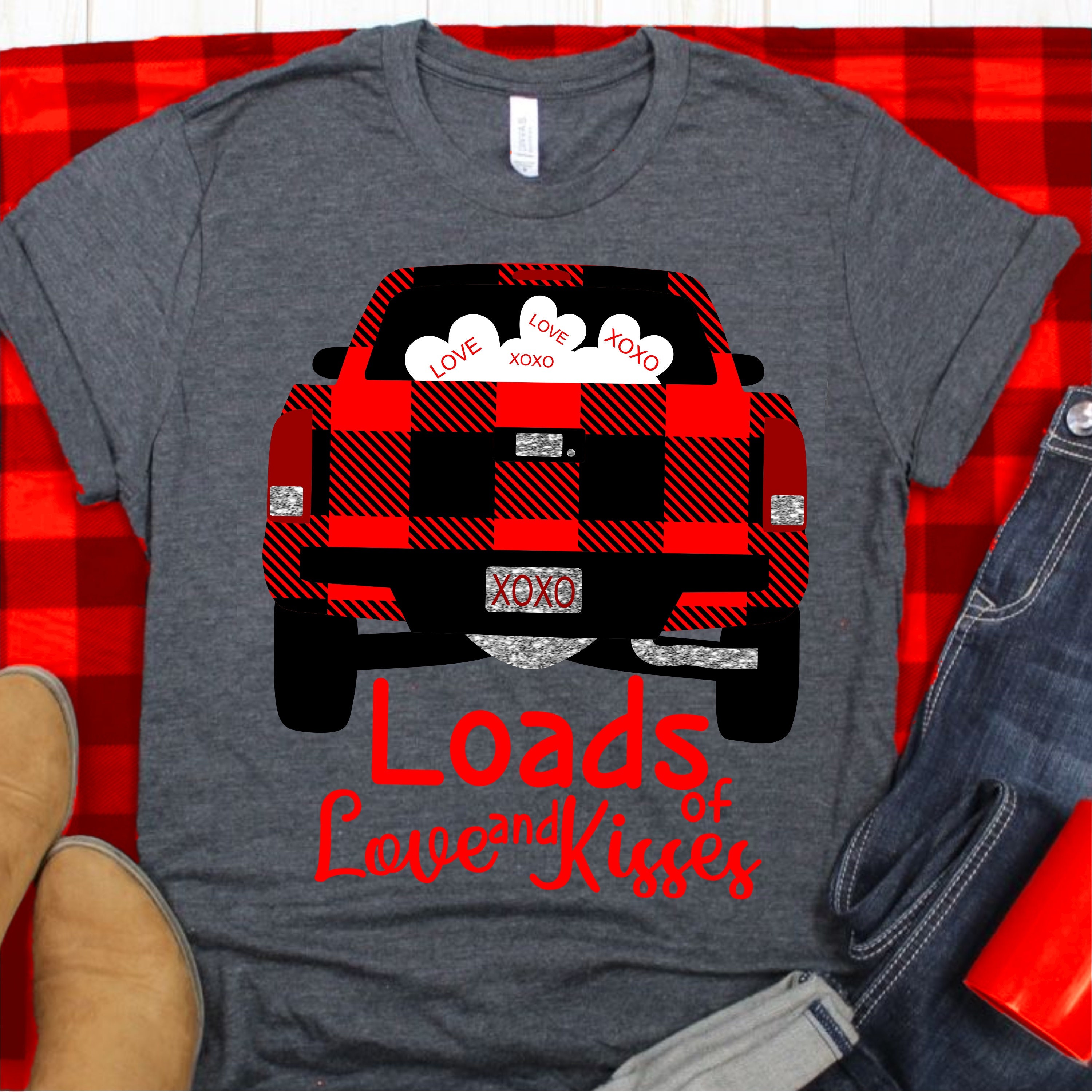 Download plaid print, loads of love truck svg, eps, dxf,Files for ...
