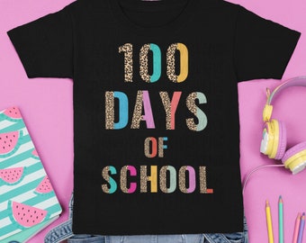 School svg, 100 Days of school svg, 100 Day of School svg, Teacher svg, 100th day svg, png, School Shirt, Teacher Shirt, Half leopard svg