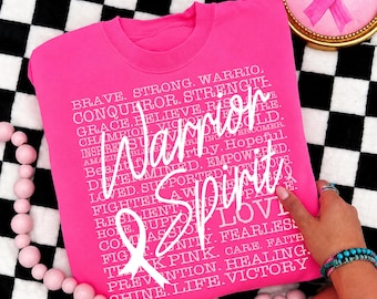 Breast Cancer png, Warrior Spirit Breast Cancer SVG PNG, Pink Ribbon Survivor Shirt Design, Inspirational Cancer Awareness Digital Download