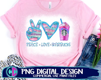 Peace Love Starbucks PNG, unicorn Starbucks PNG, Peace Starbuck Sublimation Design, Starbuck Coffee PNG, Coffee Sublimation Digital Download