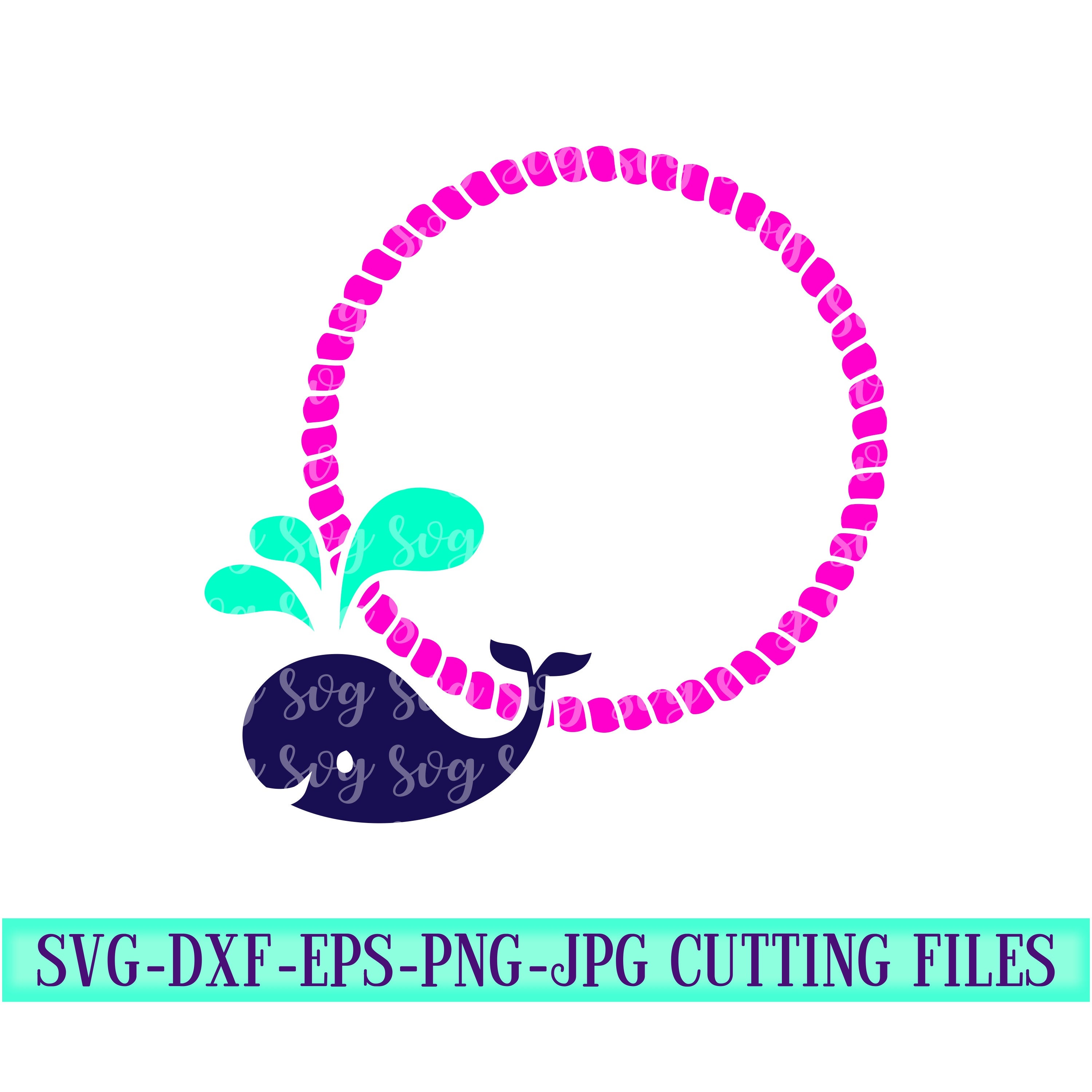 Whale Svg Whale Monogram Svg Circle Frame Svg Circle Monograms Svg Circle Frame Summer Svg Designs Summer Cut File Cricut Svg