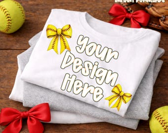 Softball Game Day Mockup, Hand Held Shirt, Flatlay Style, 300 DPI PNG, Realistic Apparel Display