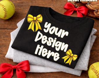 Softball T Shirt Mockup, Hand Held or Flat Lay Style, 300 DPI PNG, Print Ready Mockup